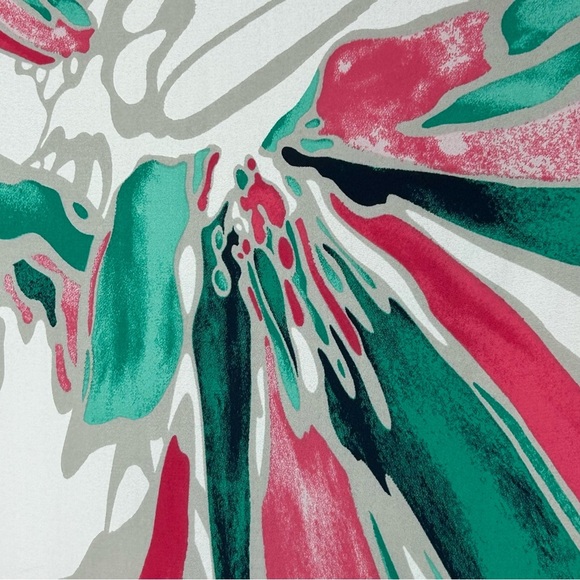 Chico's Pink/Green/White 3/4 Length Sleeve Flowing Ruffle Blouse Size 1(M) - Picture 3 of 12